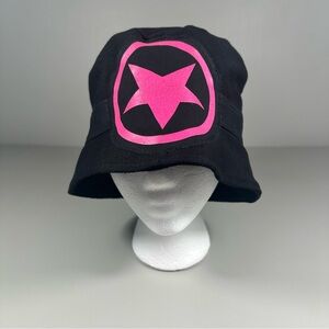 Marc Vachon Pink Star Print Black Wool Blend Bucket Hat